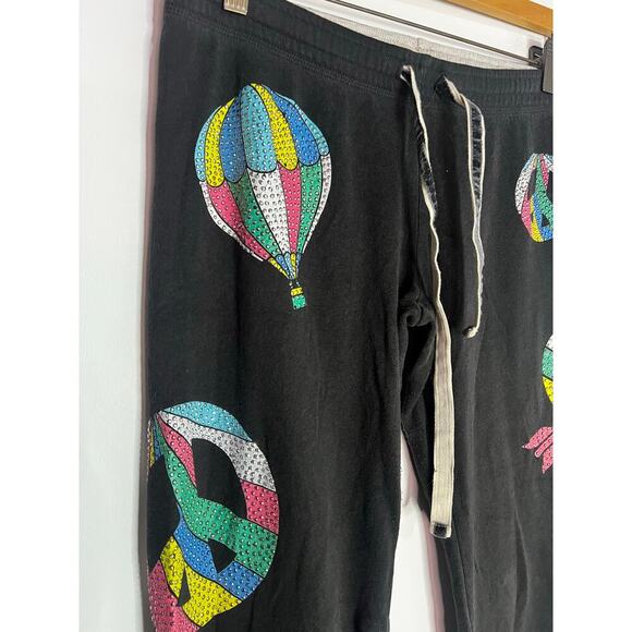 VS PINK Hot Air Balloon Peace Love Mega Rhinestone Bling pants - Picture 2 of 7